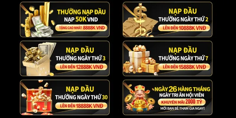Các khuyến mãi hot khi thực hiện nạp tiền Hubet