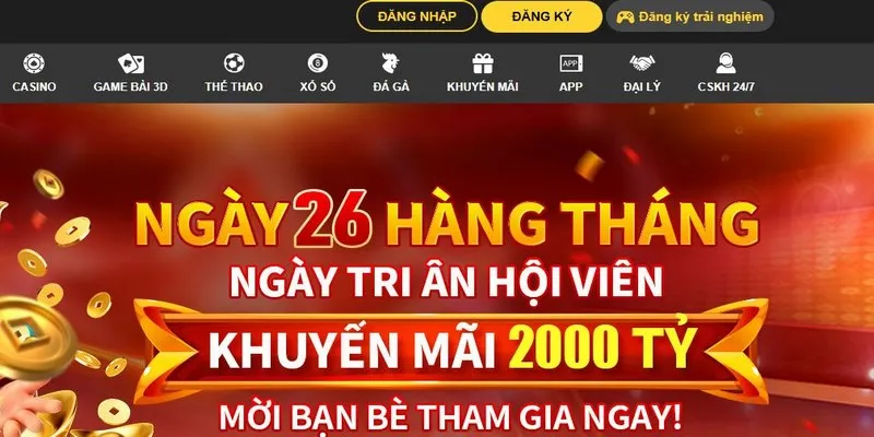 Click nhanh chóng vào tính năng Đăng ký Hubet tại trang chủ